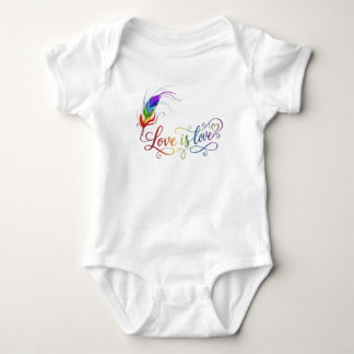 Love is Love Rainbow Feather Pride Baby Bodysuit