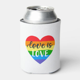 Love is Love Rainbow Heart Can Cooler