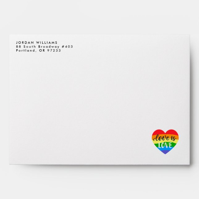 Love is Love Rainbow Heart Envelope (Front)