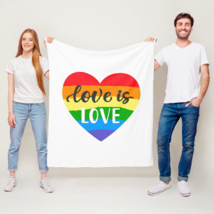 Love is Love Rainbow Heart Fleece Blanket