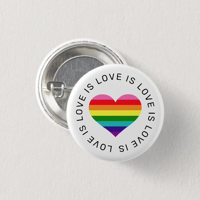 Love is Love Rainbow Heart LGBTQ Pride Month 3 Cm Round Badge (Front & Back)