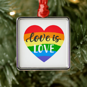 Love is Love Rainbow Heart Metal Tree Decoration