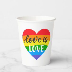 Love is Love Rainbow Heart Paper Cups