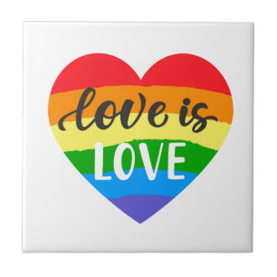 Love is Love Rainbow Heart Tile