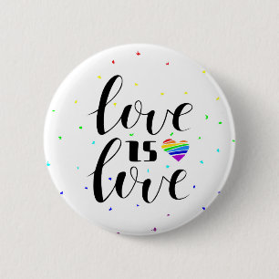 Love is Love   Rainbow Hearts 6 Cm Round Badge
