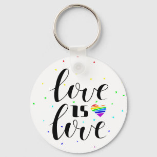 Love is Love   Rainbow Hearts Key Ring