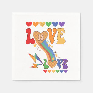 Love Is Love – Rainbow Hearts LGBTQ Pride Design Napkin