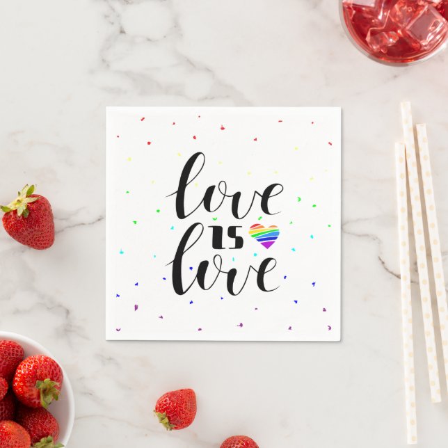 Love is Love | Rainbow Hearts Napkin (Insitu)