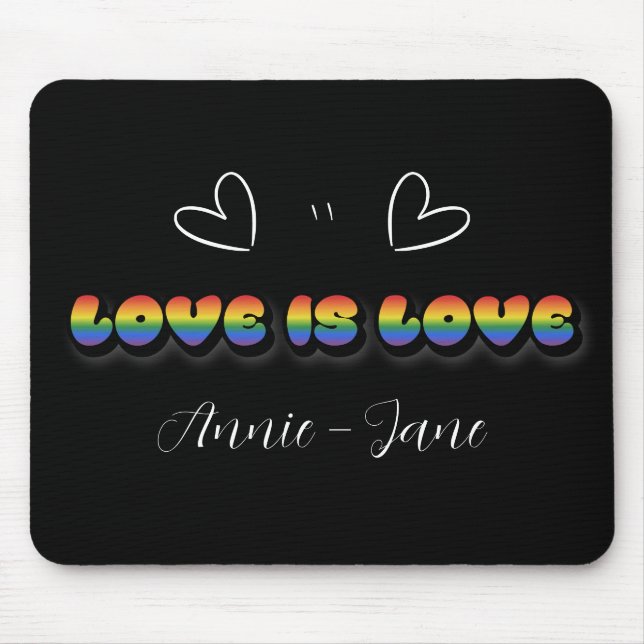 Love is Love Rainbow LGBTQ Mousepad (Front)