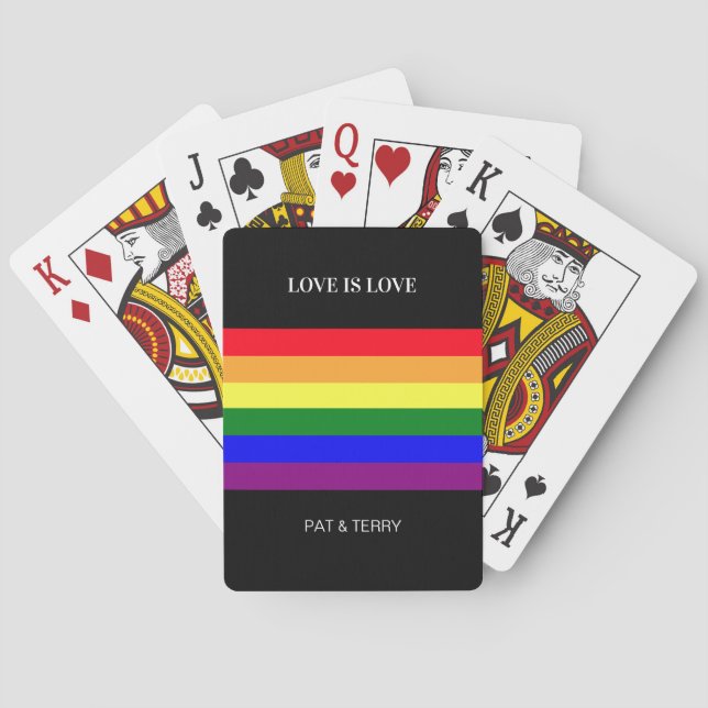 Love is Love Rainbow LGBTQ Pride Flag Playing Card (Back)