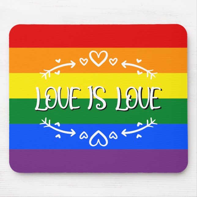 Love is Love Rainbow LGBTQ Pride Month Mousepad (Front)