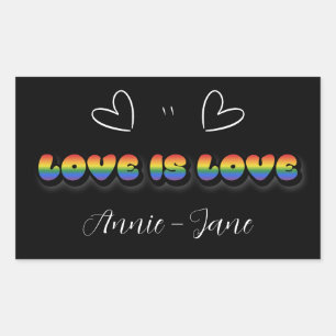 Love is Love Rainbow LGBTQ Rectangular Sticker
