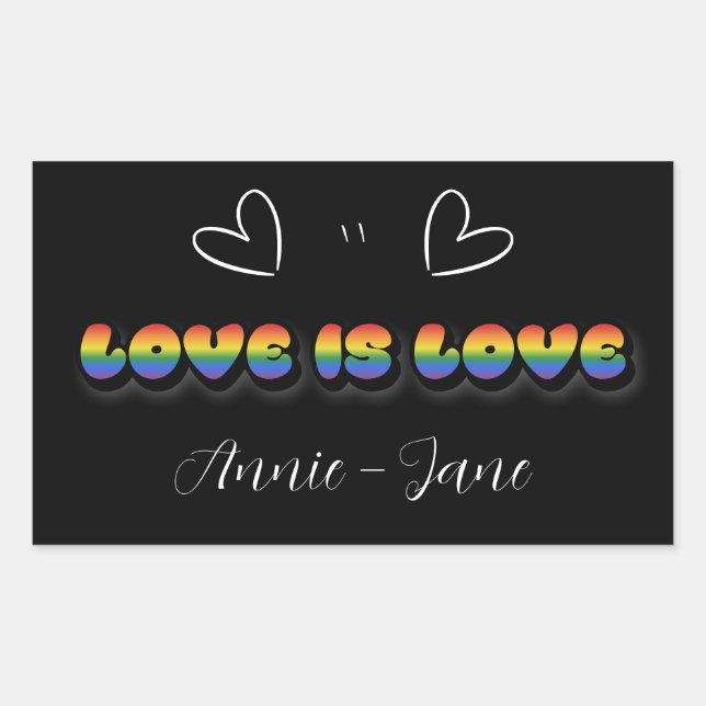 Love is Love Rainbow LGBTQ Rectangular Sticker (Front)