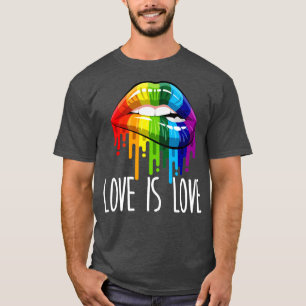 Love Is Love Rainbow Lips LGBT Gay Lesbian Pride T-Shirt