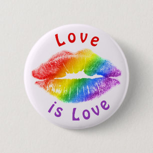 Love is Love Rainbow Lips LGBTQ 6 Cm Round Badge