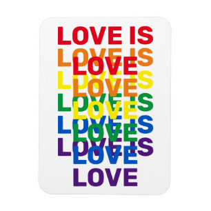 Love is love rainbow modern typography cool magnet
