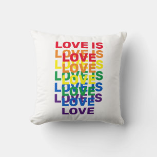 Love is love rainbow modern typography pattern cushion