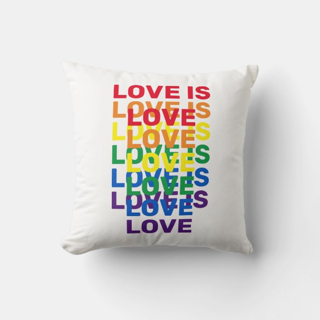 Love is love rainbow modern typography pattern cushion (Front)