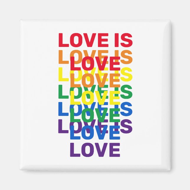 Love is love rainbow modern typography pattern magnet (Front)