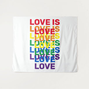 Love is love rainbow modern typography pattern tapestry
