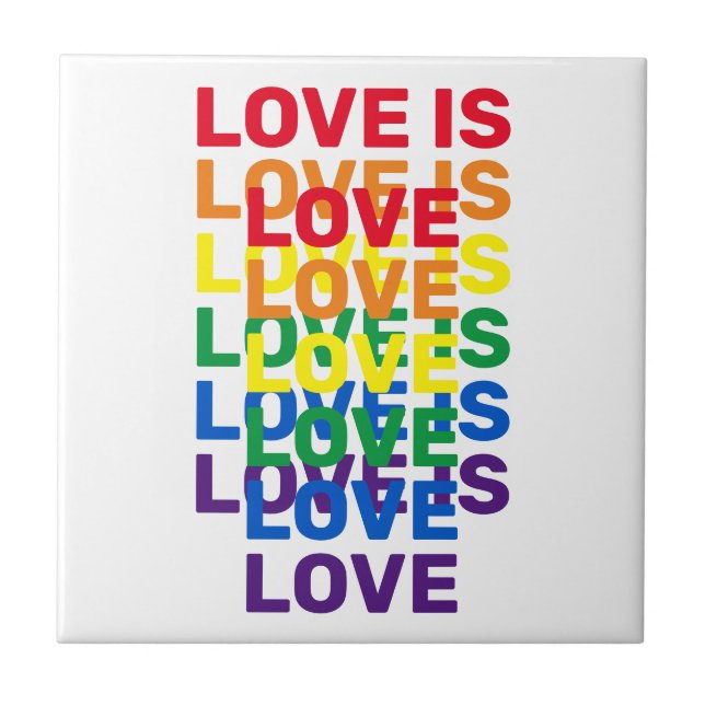 Love is love rainbow modern typography pattern tile (Front)