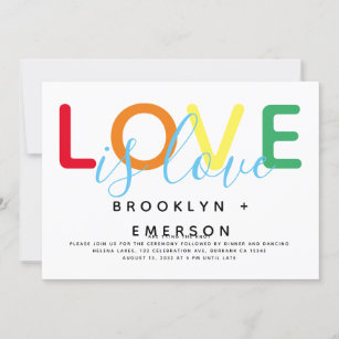 Love is Love Rainbow Modern Wedding Invitation