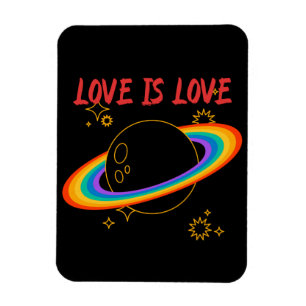 Love is love. Rainbow planet. LGBTQ+pride Magnet