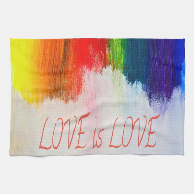Love is Love Rainbow Pride LBGQT Tea Towel (Horizontal)