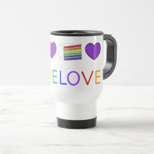 Love is Love Rainbow Purple Heart Cake Gay Pride Travel Mug