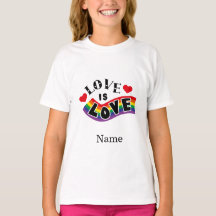 Love Is Love Rainbow Ribbon Typography with Hearts