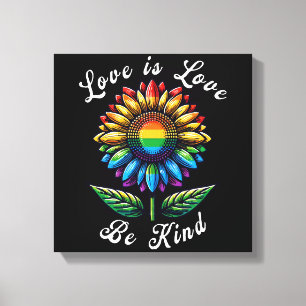 Love Is Love Rainbow Sunflower LGBT+ Gay Lesbian P Canvas Print