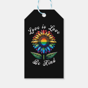 Love Is Love Rainbow Sunflower LGBT+ Gay Lesbian P Gift Tags