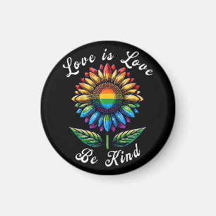 Love Is Love Rainbow Sunflower LGBT+ Gay Lesbian P Magnet