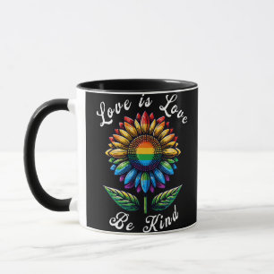 Love Is Love Rainbow Sunflower LGBT+ Gay Lesbian P Mug