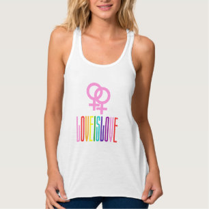 Love is Love Rainbow Text LGBTQ Lesbian Pride Singlet