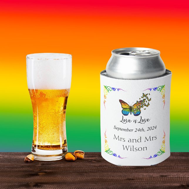  Love is Love Rainbow Theme Wedding  Can Cooler (Creator Uploaded)