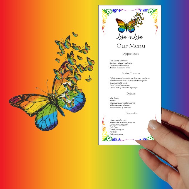Love is Love Rainbow Theme Wedding Dinner Menu (Creator Uploaded)