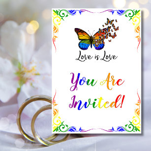 Love is Love Rainbow Theme Wedding  Invitation