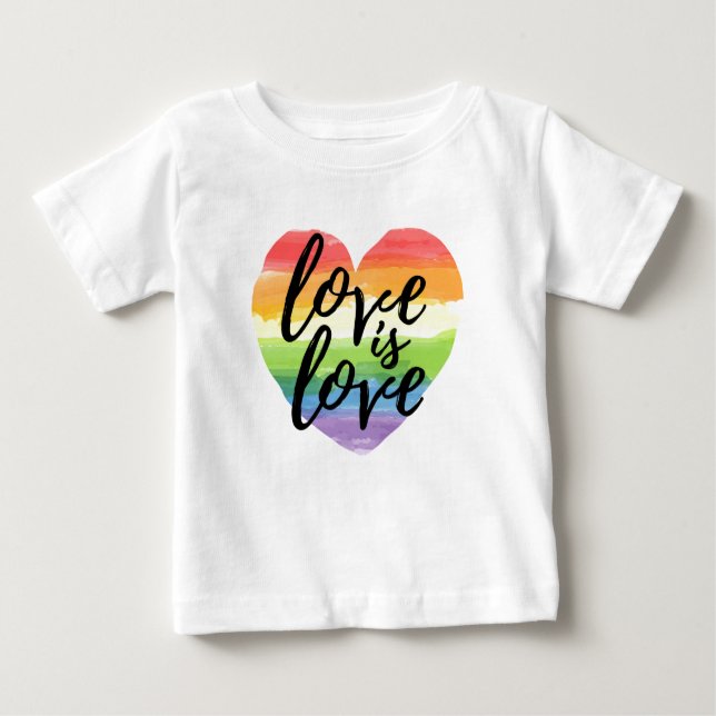 Love is Love | Rainbow Watercolor Heart Baby T-Shirt (Front)