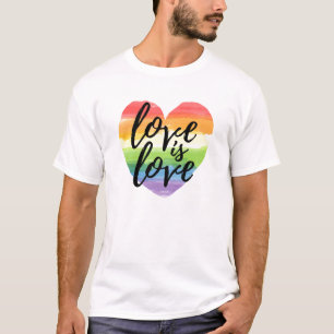 Love is Love Rainbow Watercolor Heart T-Shirt