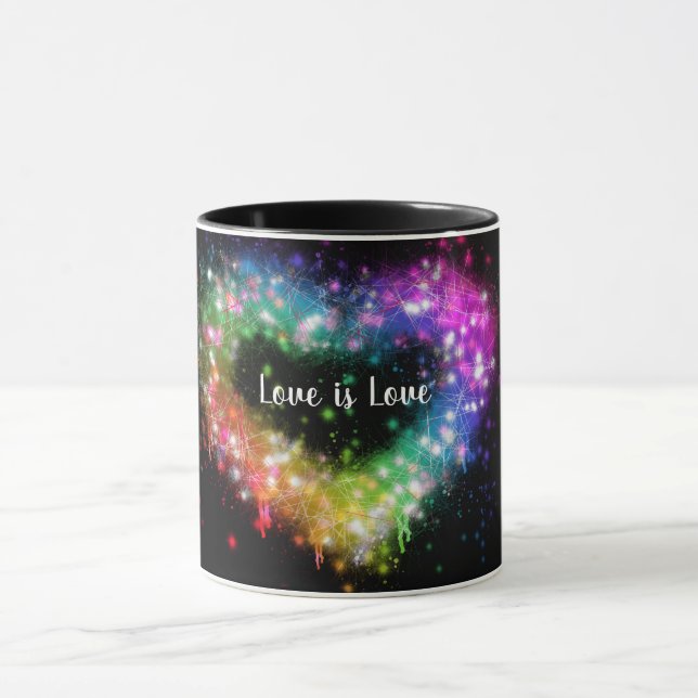 Love is love | spray paint rainbow heart | pride mug (Center)