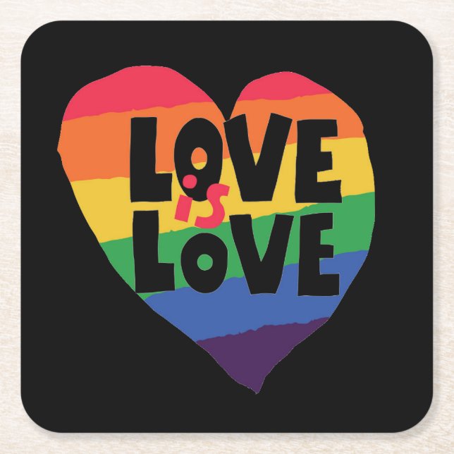Love is Love Square Paper Coaster (Front)