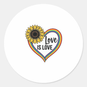 Love Is Love Sunflower Heart Vintage Vector Shirt_ Classic Round Sticker