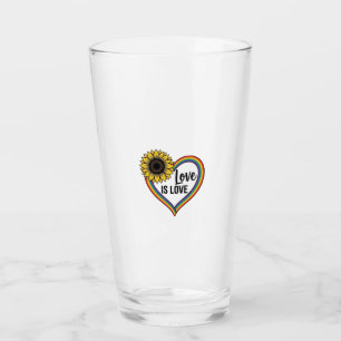 Love Is Love Sunflower Heart Vintage Vector Shirt_ Glass