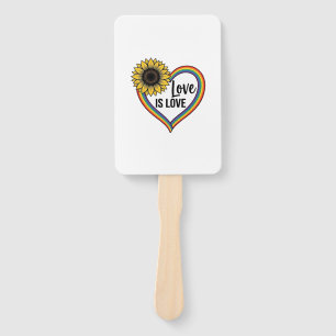 Love Is Love Sunflower Heart Vintage Vector Shirt_ Hand Fan