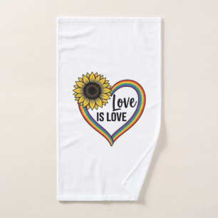 Love Is Love Sunflower Heart Vintage Vector Shirt_ Hand Towel