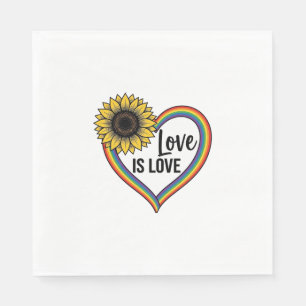 Love Is Love Sunflower Heart Vintage Vector Shirt_ Napkin