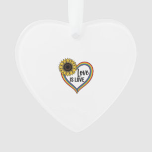 Love Is Love Sunflower Heart Vintage Vector Shirt_ Ornament