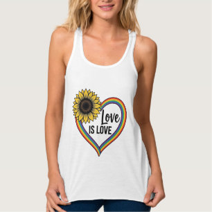 Love Is Love Sunflower Heart Vintage Vector Shirt_ Singlet