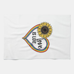 Love Is Love Sunflower Heart Vintage Vector Shirt_ Tea Towel